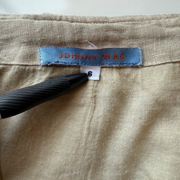 Johnny Was Beige Maxi Skirt w/ Belt & Side Pocket Womens Size 6 100% Linen - Picture 5 of 7